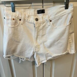 Abercrombie & Fitch Annie High Rise White Denim Shorts